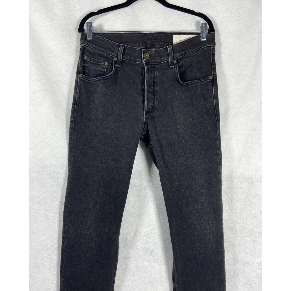 Rag & Bone Fit 2 Jeans Men's 33x34 Rock Black Slim Button Fly Denim Stretch